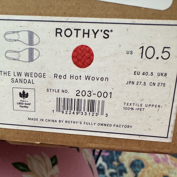 Rothy's The Lightweight Wedge Sandals Red Hot Woven size 10.5 - Picture 8 of 8